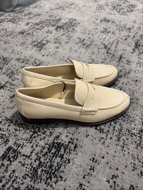 Zara Cream Slip-On Penny Loafers for Women